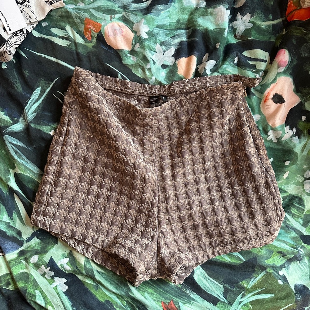 High Waist American Apparel Houndstooth Mini Shorts